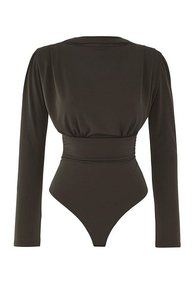 Trendyol Collection Khaki Stand Collar Long Padded Bottom Snap Fastener Knitted Sandy Stylish/Night Body Tpraw23Bd00048
