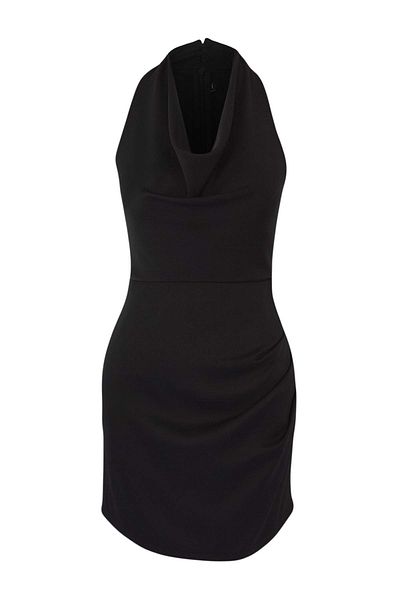 Trendyol Collection Сия Дегаже Яка Сатен Мини Тъкан Рокля TPRSS25EL00322