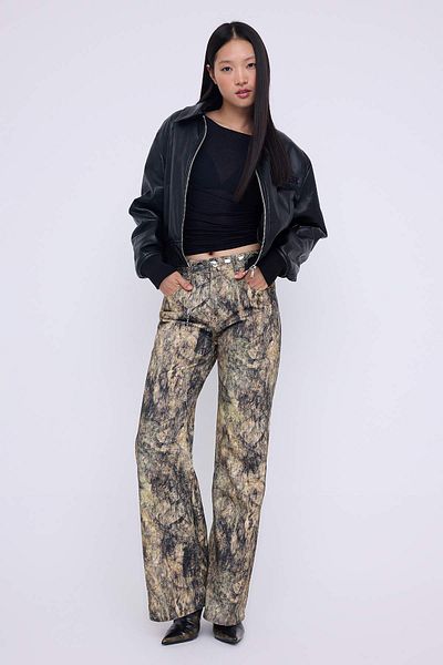 Trendyol Collection Teen Multi-Colored Patterned High Waist Wide Leg Jeans Twoaw26Je00152