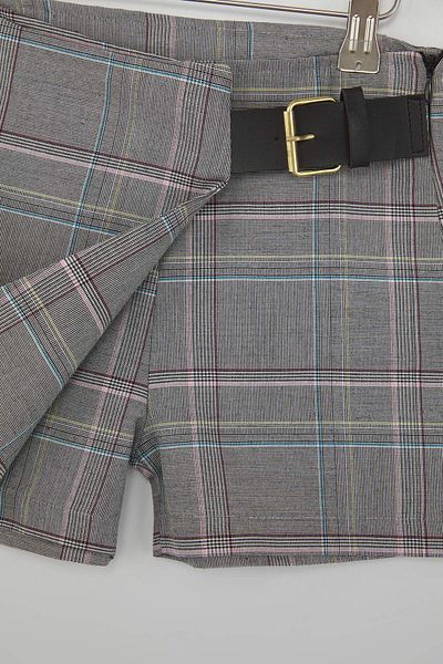 TRENDYOLKIDS Stone Girl's 100% Cotton Plaid / Checked Shorts Skirt Woven Skirt Tkdaw26Et00002