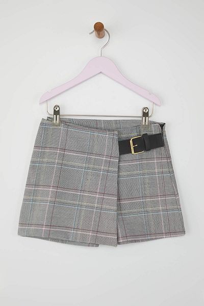 TRENDYOLKIDS Stone Girl's 100% Cotton Plaid / Checked Shorts Skirt Woven Skirt Tkdaw26Et00002