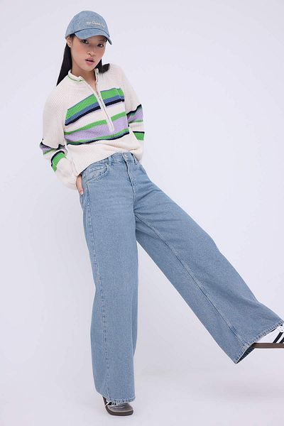 Trendyol Collection Teen Gray High Waist Wide Leg Wide Leg Palazzo Jeans Twoaw26Je00065