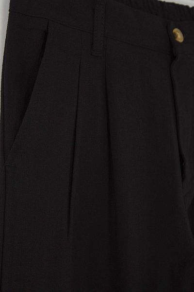 Trendyol Collection Black Pleated Comfortable Linen Look Cotton Pants Tmnaw26Pl00003