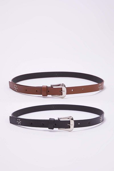 Trendyol Collection Black-Tan 2-Pack Leather Look Belt Twoaw26Ke00000