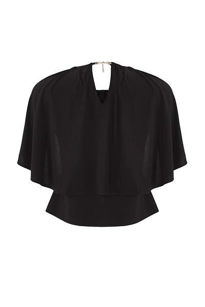 Trendyol Collection Black Plain Crew Neck Three Quarter Sleeve Knitted Sandy Party Blouse Tpraw26Bz00000