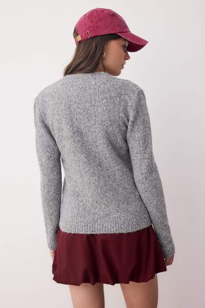 Trendyol Collection Dark Gray Knit Detailed Soft Textured Knitwear Cardigan Twoaw26Hi00018