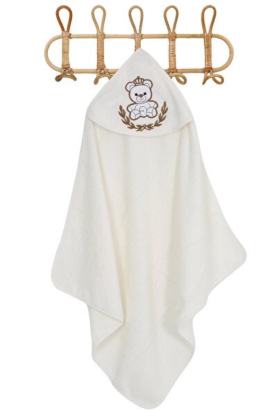 Baby Shez Cream Colored 100% Cotton Newborn Baby Swaddle Embroidered Bath Towel