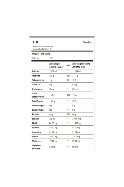 Body Builder Extreme Mass Gainer, Vanilla, 5 Lb, Ultimate Mass Gainer, Digestive Enzymes, CFM Technology