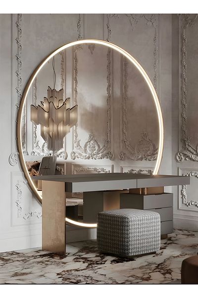 Taimi Extra Large Elegant 100cm Mirror with Gold Aluminum Frame and Front LED Touch Light for Makeup