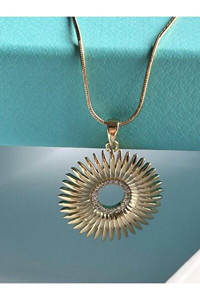 Butik قلادة هيليا الذهبية بتفاصيل حجرية لامعة على شكل شمس - ، سلسلة 40+5 سم