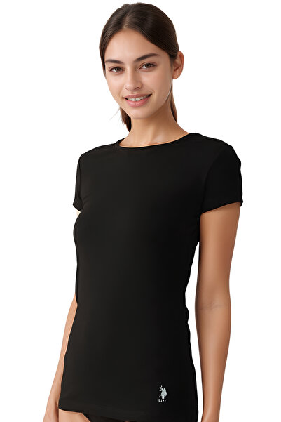 U.S. Polo Assn. Γυναικείο κοντομάνικο μπλουζάκι Lycra Cotton Modal μαύρο