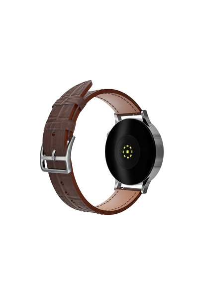 FRO 20mm Kordon Genişliği Olan Saatlerle Uyumlu 20 Mm Hakiki Deri Kroko Kahve...