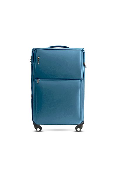 Rorik Troler textil, 70 L, M 69x43x25 cm, roți 360°, valiză cu mâner telescopic, albastru deschis