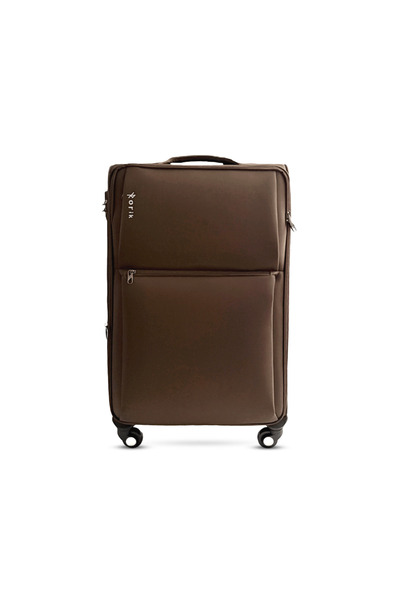 Rorik Troler textil, 70 L, M 69x43x25 cm, roți 360°, valiză cu mâner telescopic, maro