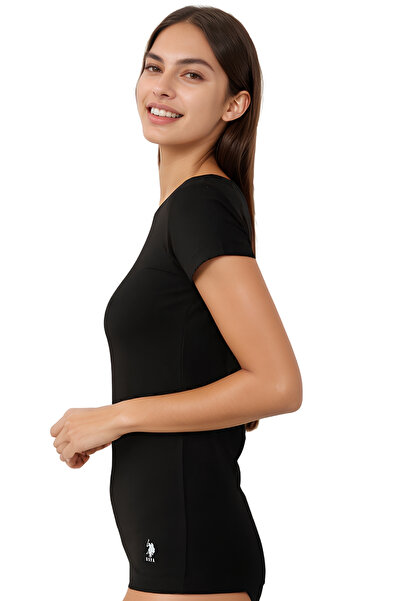 U.S. Polo Assn. Γυναικείο κοντομάνικο μπλουζάκι Lycra Cotton Modal μαύρο