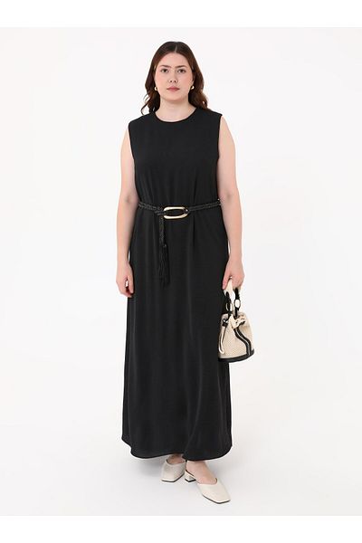 ALİA Plus Size Sleeveless Aerobin Dress - Black -
