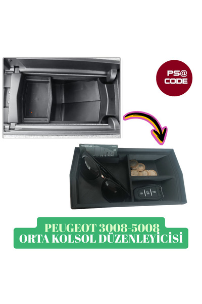 psa code For Peugeot 3008 P64 E-3008 2024 Center Console Armrest Storage Box, Armrest Organizer