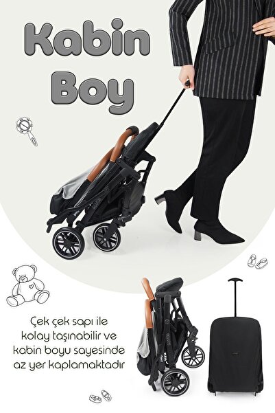 Prego Lotus Tek Elle Katlanabilir Kabin Boy Bebek Arabası Yağmurluk Hediyeli