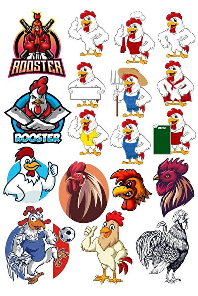 Reysa Tasarım مجموعة ملصقات الديك - 6 27 قطعة للهاتف والكمبيوتر اللوحي والكمب...