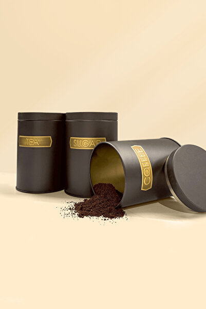 Sarkap Metal Vakumlu Kapaklı 3'lü Saklama Kabı - Soft Touch Eskitme Kabartmal...