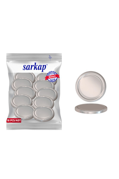 Sarkap Hijyenik Paketli 10 Adet Kavanoz Kapağı - Silver - 82mm