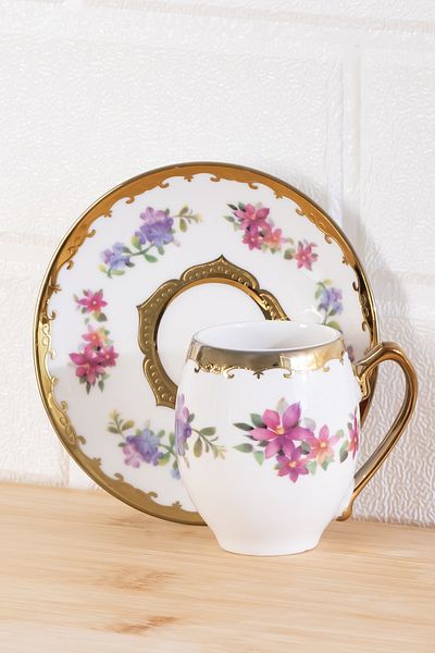 Porsima 3189 Aurora 12 Piece Gilded Porcelain Turkish Coffee Cup Set
