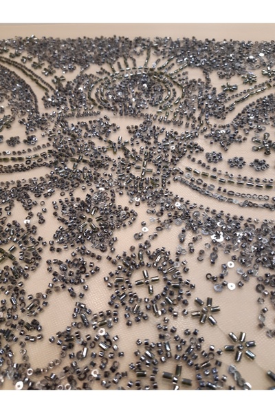 Safir Kumaş Yeni Sezon Pano Desen Taş ve Pul işlemeli Dantel 2.20 Metre (Astar Dahil)