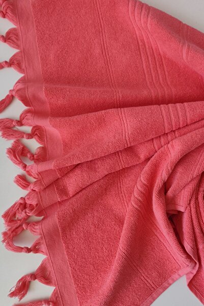 Sevim 100% Cotton Towel Peshtemal 90X170Cm - Soft Beach Towel-Coral
