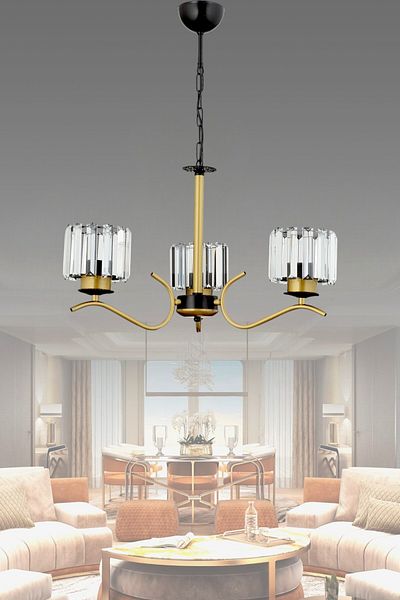 ESSLİGHT Ayla 3-Piece Antique Chandelier (Crystal Stone) Living Room Bedroom Kitchen Young Room Office
