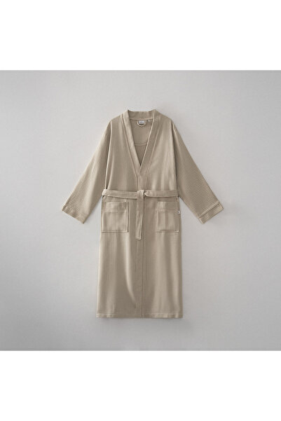 Ecocotton Alessa Чоловічий жакардовий бежевий халат - 100% органічна бавовна