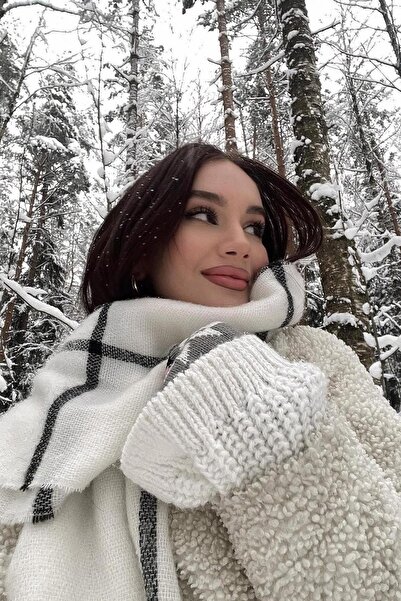 Goldmine Λευκό κασκόλ με μαύρες ρίγες