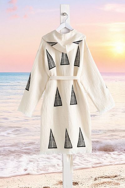 VAROL Organic 100% Cotton Hooded Bathrobe Beach Dress - Pyramid