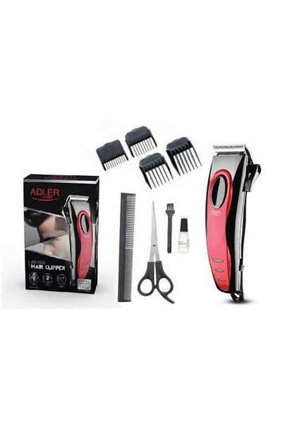 adler Cable Hair Clipper, Adler, 15 W, 45 mm, Red/Black