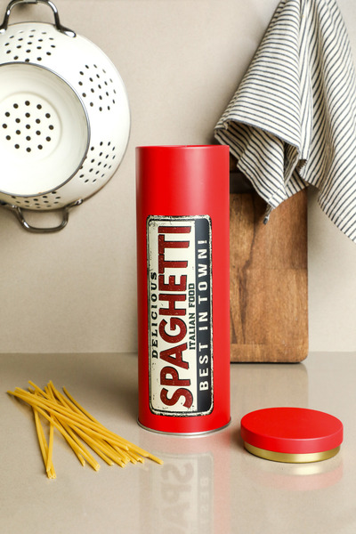 Sarkap Spaghetti Seri - Uzun Yuvarlak Metal Kutu - Kırmızı
