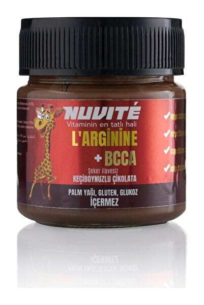 NUVITE L- Arginine + Bcaa 'lı Keçiboynuzlu Şekersiz Vitaminli Çikolata 200GR