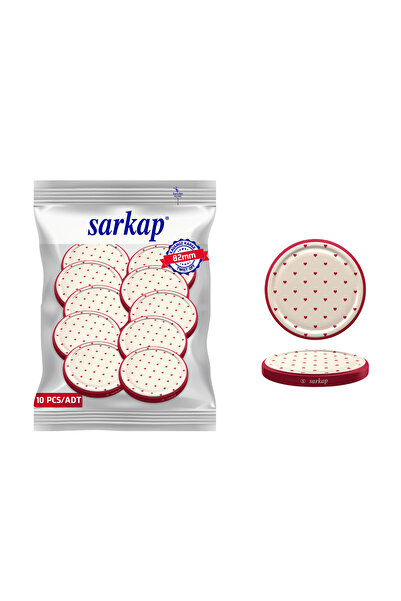 Sarkap Hijyenik Paketli 10 adet Kavanoz Kapağı – Kırmızı Kalp Krem – 82 mm