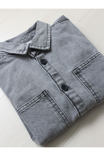 Ede Tekstil Uzun Kollu Çocuk Unisex Kot Ceket/gömlek