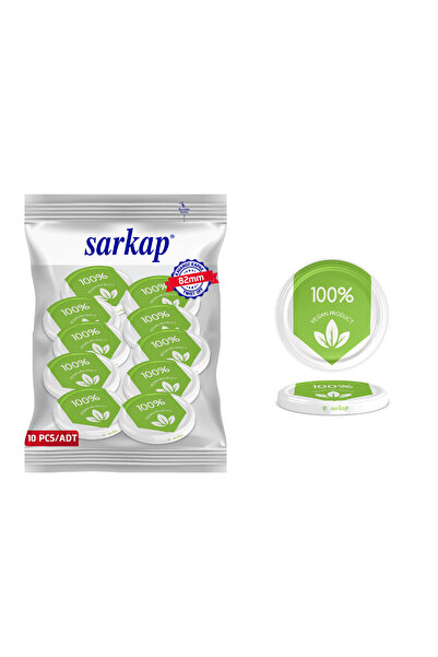 Sarkap Hijyenik Paketli 10 Adet Kavanoz Kapağı – Vegan Model - 82mm