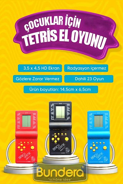 Bundera Imported Tetris Game Console Classic Retro Handheld Arcade Gameboy Mixed Color