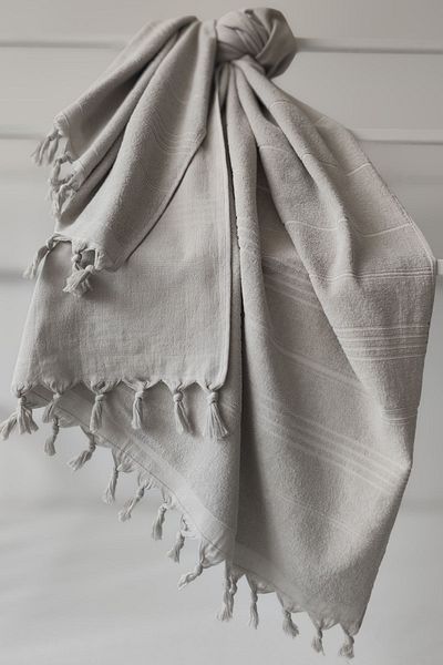 Sevim 100% Cotton Towel Peshtemal 90X170Cm - Beach & Pool Towel - Light Gray