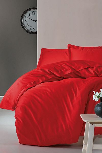 Cotton Box Elegant Satin Single Duvet Set Red