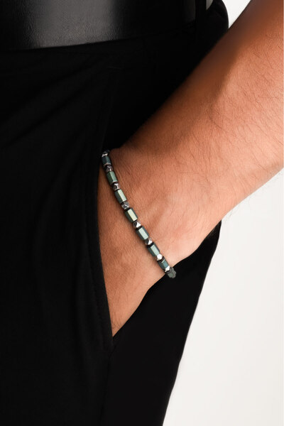 So CHIC... Hematit Stili Erkek Gümüş Bileklik