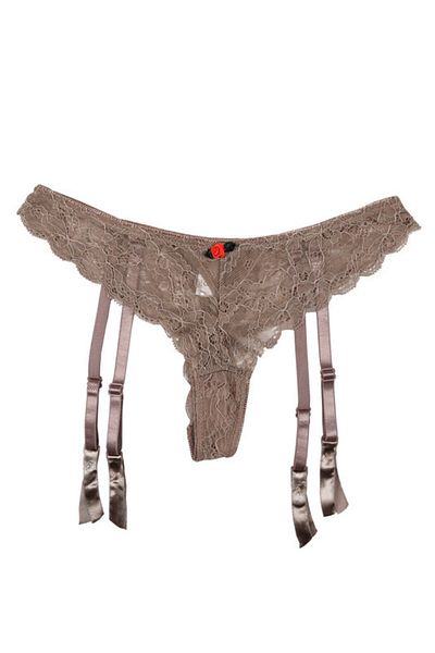 Lemila Garter belt with thong panties, brown