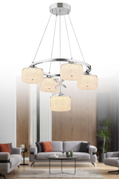 ESSLİGHT Candy 5 Li Pendant Lamp Led Chandelier with Candy Glass (White Yellow Daylight) |   Living Room Kitchen Bedroom Office