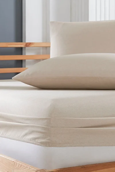 Shopyteks Dark Beige Oversize Cotton Fitted Sheet Set – 180X200 |   Antibacterial & Comfortable