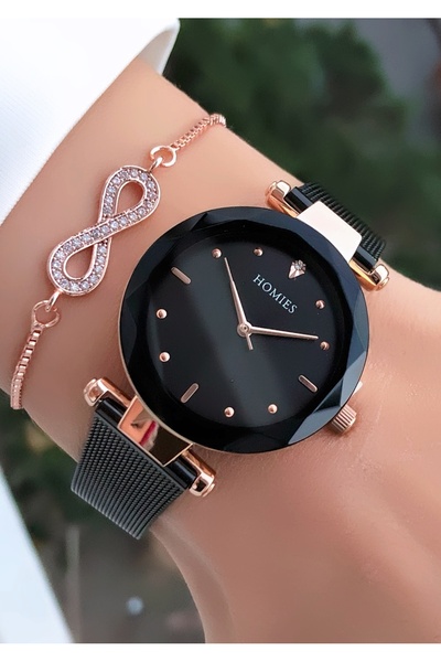 Homies Brand Wrist Watch and Bracelet with Steel Band - Two Colors Gift