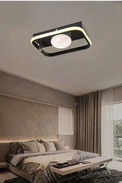 ESSLİGHT Mars 25 cm Moon Figured Led Chandelier with 3 Color Light Modes (White Yellow Daylight) Kitchen Bedroom Living Room