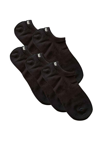 Centini Set 5 perechi - Sosete scurte barbati negru cu detaliu brodat
