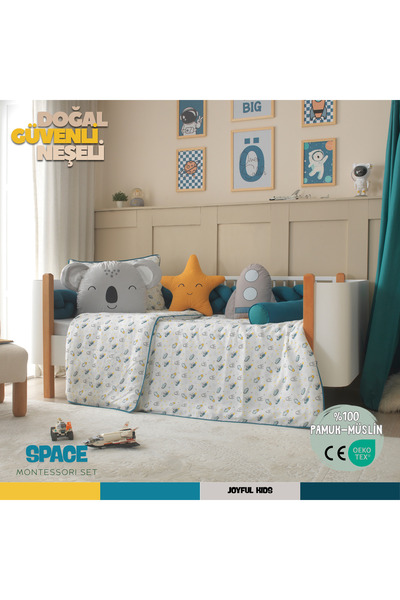 JOYFUL KIDS Space Montessori Uyku Seti %100 Pamuk / Müslin