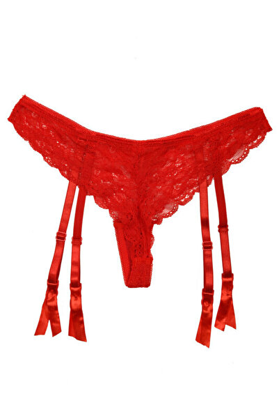 Lemila Garter belt with thong panties, red